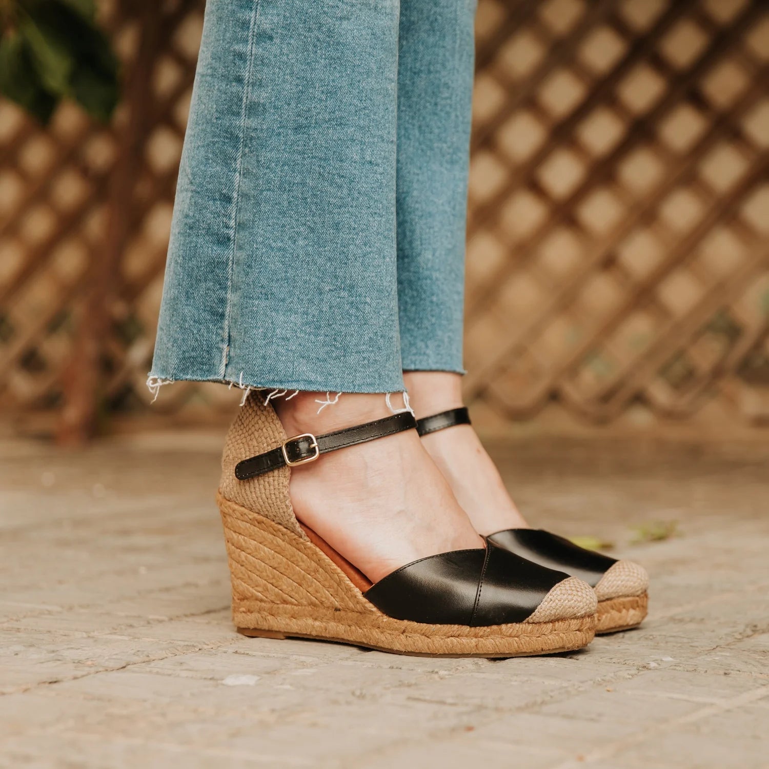 Women's Esparto Wedges 1502Blu Leather