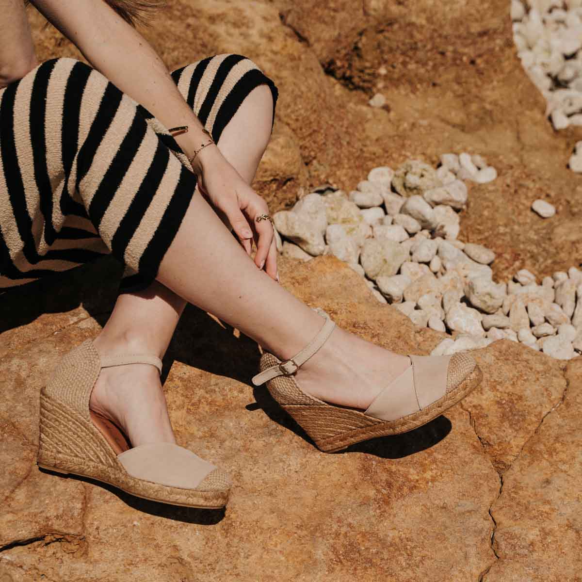 Women's Esparto Wedges 1502Blu Leather